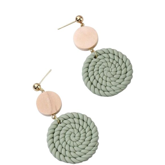 Glamor Theory Jewelry - Woven Wonder Dangle Earrings Rattan Fashion Boho Jewelry, Minty Green